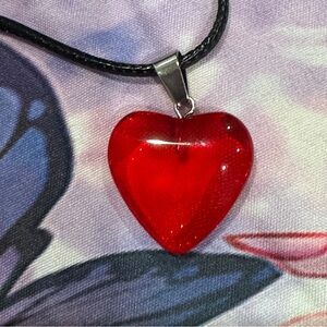 Easter Red Heart Pendant Necklace Brand New